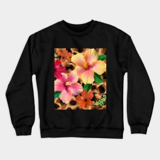 Cheetah Hibiscus Tropical Crewneck Sweatshirt